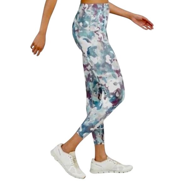 Spanx Leggings Womens Size XS Pastel Camouflage Print Purple Teal Athleisure - Picture 1 of 10